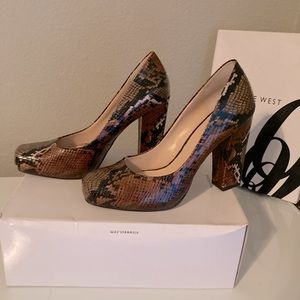 Nine West Faux snake platform heels